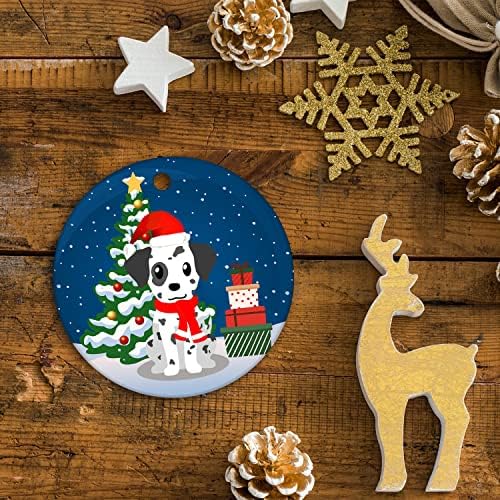 קישוט כלב דלמטי מצחיק קרמיקה מצוירת קרמיקה לחג המולד מזכרת חובב כלבים מתנה גור חג המולד עץ תלייה כלב דופק אמא מתנה