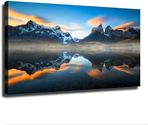 דרום אמריקה צ'ילה פטגוניה אנדס הרי השתקפות בד דקורטיבי ציור דקורטיבי פוסטר דקור בית אמנות HD תמונות חדר שינה סלון