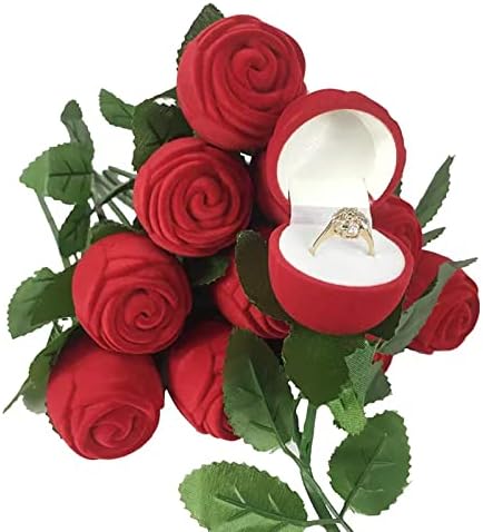 ורדים קופסא טבעת תכשיטים אדומים עגילי מתנה ליום הולדת הצעה לחתונה מעורבות