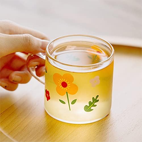 Emoyi Sunflower Decortative Glass Coffee ספלי קפה סט של 4 כוסות אספרסו ברורות עם כלי שתייה של