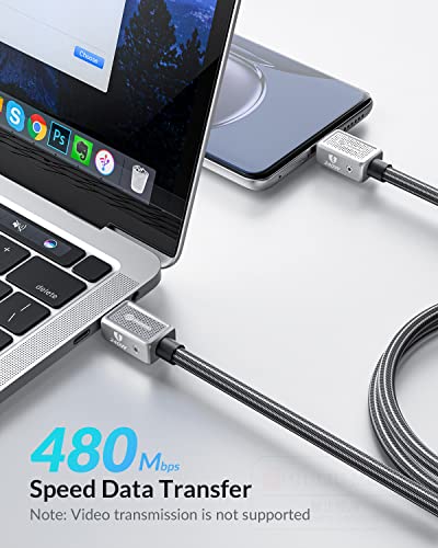 Phixero 240W USB C כבל 6.6ft, סוג C לקלד C כבל M MacBook ו- iPad Pro כבל טעינה מהיר, כבל מטען USB C תואם