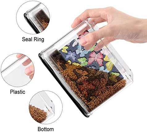 פרפרים דפוס על בד אחסון מכולות ברור פלסטיק תיבת עם מכסים לשימוש חוזר פחי מטבח דגנים חטיפים יבש מזון ג '