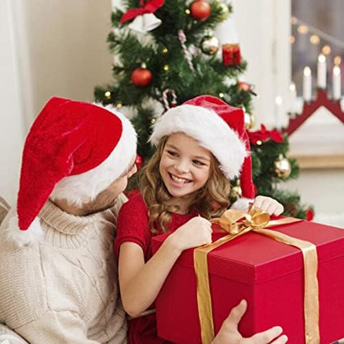 חבילה של 6 קטיפה חג המולד כובעים, 4 יחידות ילדים כובעי 2 יחידות למבוגרים כובעים, מסורתי אדום ולבן קטיפה חג המולד