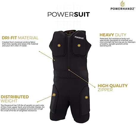 Powerhandz Powersuit ציוד אימון משוקלל בגוף מלא - 10 קילוגרמים לגברים ונשים ספורטאים בכל הרמות
