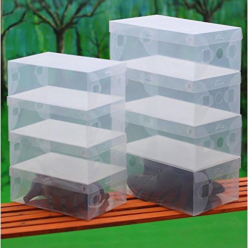 Anncus 10set מארגן איפור אקרילי קופסאות נעליים פלסטיק ברורות 10xtransparent קופסה מתקפלת לערמה אורגנית