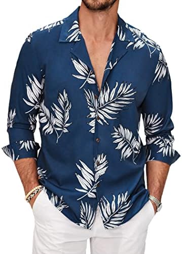 חולצות הוואי קואופנדיות קואופנדיות כפתור מזדמן חולצה פרחונית צווארון קובני שרוול ארוך חולצות חוף טרופיות