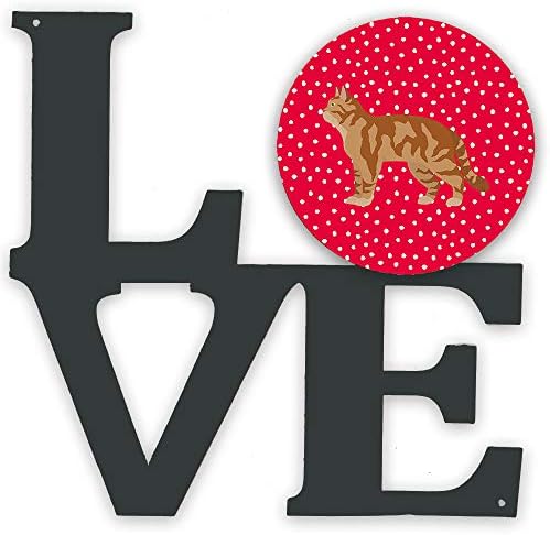 אוצרות קרוליין 5551 וולוו אמריקאי שיער חוט 2 חתול אהבה מתכת קיר יצירות אמנות אהבה, אדום,