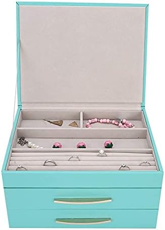 מארגן קופסאות תכשיטים של ZCXIYU לאחסון מחזיק שרשרת, תיבת תכשיטים PU רב -שכבתי טבעות תכשיטים עגילי