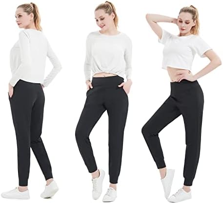 מכנסיים לנשים של נשים מכנסי טרנינג משקל קל משקל עם כיסים מכנסיים מזדמנים מחודדים לאתלטיים לאימון,