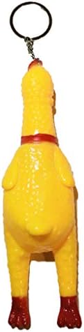 איטיזמין צמרמורת מחזיק מפתחות עוף גומי צהוב סחוט חריקת צועק צעצוע שרשרת מפתח צעצוע