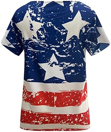 חולצת דגל אמריקאית נשים ארהב כוכבים פסים רביעי יולי חולצות טי קזז