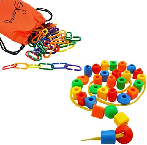 חרוזי שרוך לגיל הרך של Skoolzy לילדים - קישור צעצועי למידת מניפולציות במתמטיקה