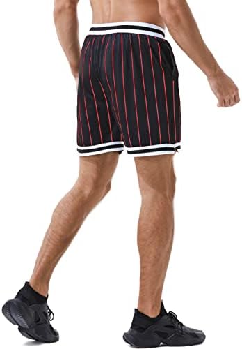 מכנסי ספורט כדורסל גברים - רשת כושר ספורט אימון אימון שרוך רטרו מזדמן אופנה קצר עם כיסים