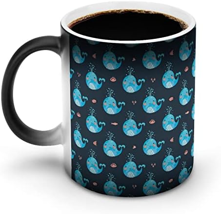 חמוד לווייתנים ופיש יצירתי שינוי צבע קרמיקה קפה כוס חום שינוי ספל מצחיק עבור בית משרד