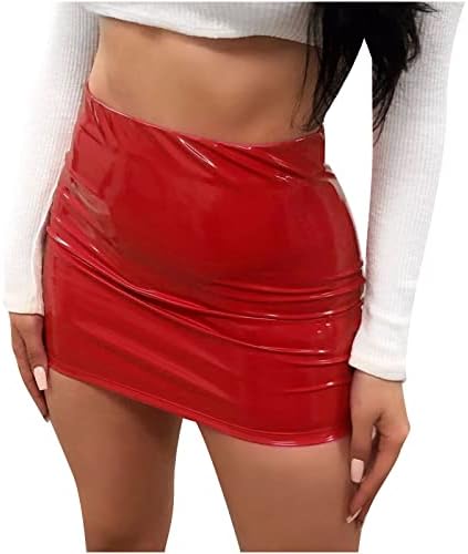 Narhbrg Micro Mini חצאית לנשים בנות חצאיות עור בהירות סקסיות Bodycon Slim A-Line Scirt Whice Widewar