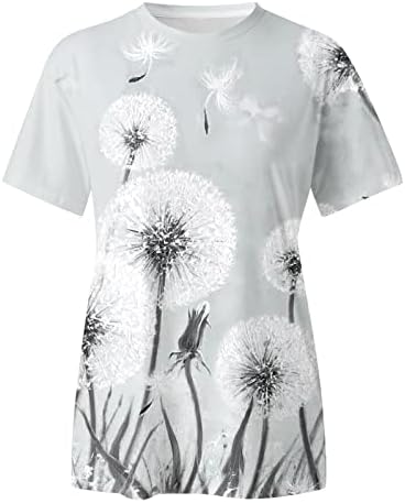 נשים של ארוך שרוול טי חולצות נשים אביב קיץ פרח מודפס קצר שרוול או צוואר חולצה למעלה קומפי קיץ
