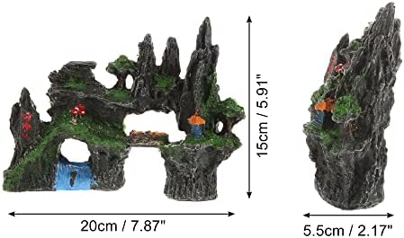 אקווריום נוף הרים, מלאכותי ימיים רוק אבן עבור האקווריום חממה קישוט, ירוק אפור, 5.91