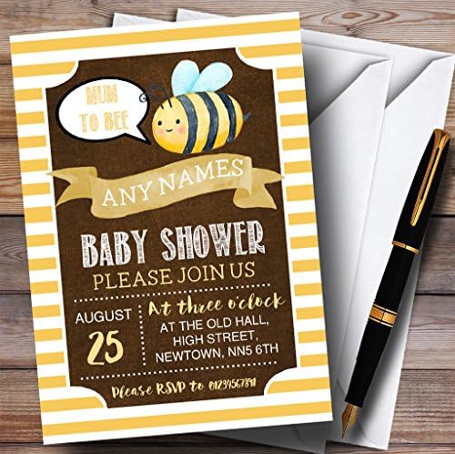 צהוב פסים דבורה הזמנות תינוק מקלחת הזמנות