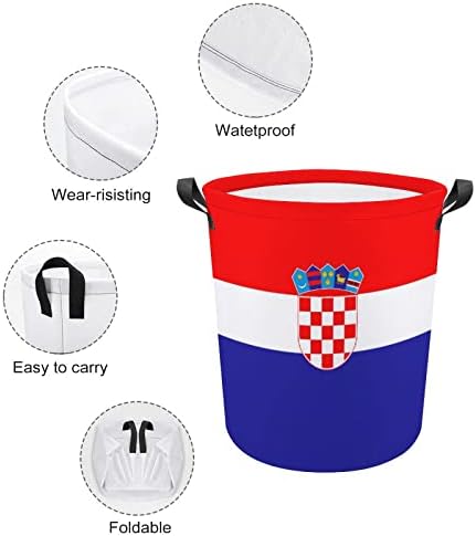 קרואטיה דגל סל כביסה מתקפל סל כביסה סל אחסון תיק עם ידיות