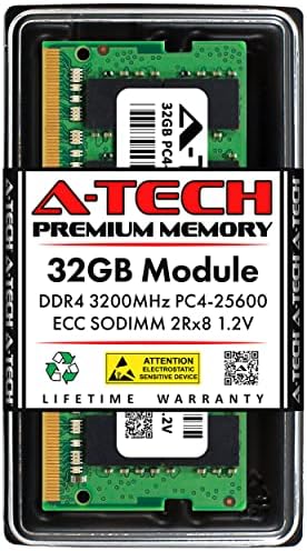 A-Tech 32GB זיכרון RAM עבור Dell Precision 5560-DDR4 3200MHz PC4-25600 ECC UDIMM 2RX8 דרגה כפולה 260 פינים