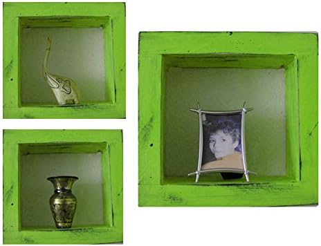 תצוגת קופסת צל מעץ/מעץ מרובע - 12 x 12 - ירוק סיד - ערעור וינטג 'דקורטיבי משוחזר במצוקה