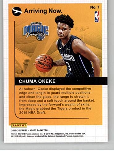2019-20 Panini Hoops מגיעים עכשיו 7 Chuma Okeke Orlando Magic RC טירון NBA כרטיס מסחר בכדורסל