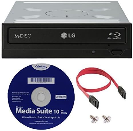 LG WH16NS40K 16X BLU-RAY BDXL M-DISC DVD CD CD כותב פנימי כונן חבילה עם חבילת Cyberlink Media Suite 10 +