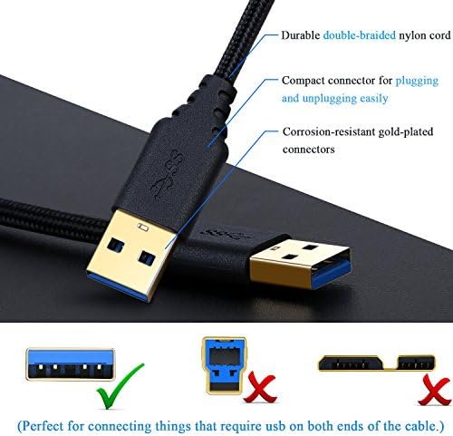 Besgoods USB לכבל USB 1.5ft USB 3.0 סוג A כבל - כבל זכר לזכר קצר USB כבל סופר מהירות קלוע חוט למארזים