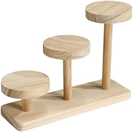 Bddalpke תצוגת מעץ מעץ מגדלים תצוגת אחסון מדף מארגן עץ מוצק שולחן עבודה מדרג למשקפי שמש קינוחים