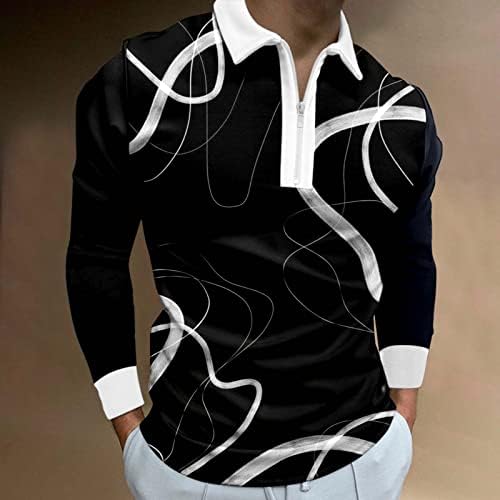 WOCACHI 2022 חולצות פולו לגברים, שרוול ארוך וינטג '3D גרפי גולף צמרות רחוב בגדי רחוב חולצה מעצבת שרירים מזדמנים