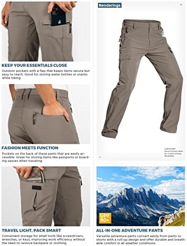 Wespornow Men-Hiking-Hiking-Cargo-Cents קלות משקל-מהיר-יבש-יבש-דג-דיג למכנסיים לקמפינג ציד חיצוני טקטי