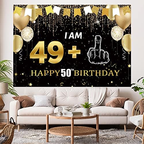 היליאנס 7 6 רגל מצחיק 50 יום הולדת רקע באנר אני 49 + 1 יום הולדת קישוט לגברים זהב בלון חמישים יום