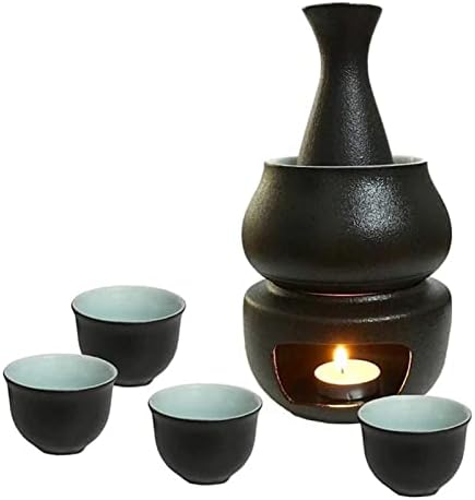 SDGH Ceramic Sale Sate עם חם יותר כולל בקבוק סאקה, כוסות סאקה, כוס חמה יותר, תנור חימום נרות