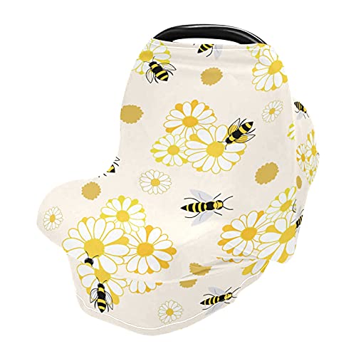 MNSRUU כיסוי מושב לרכב לתינוק לתינוקות נמתחים צעיף סיעוד רך נושם רך נושם חופה £ £ חיננית ודבורים