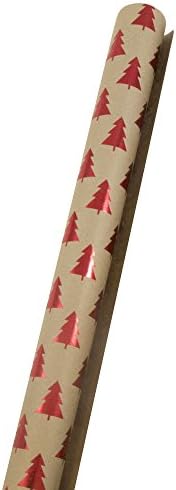 ריבה נייר מתנה לעטוף - חג המולד קראפט גלישת נייר-50 רגל רבוע כולל-ירוק עצים על חום קראפט נייר - 2 לחמניות/חבילה