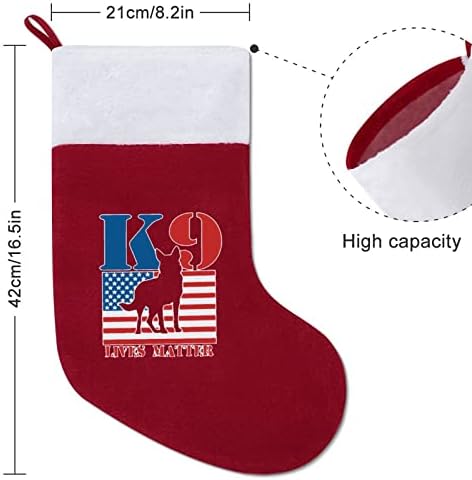 K9 חי דגלים חומר גרבי גרבי חג המולד עם אח קטיפה תלויים לעיצוב עץ חג המולד