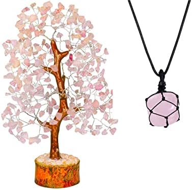 עץ קוורץ ורד פנזאדי - עץ פנג שואי, עץ קריסטל של חיים, קריסטלים של רביעי ורדים, גביש קוורץ ורד, שרשרת
