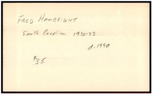 פרד המברייט חתם על כרטיס אינדקס 3 על 5 עם חתימה דרום קרוליינה ד:1990 87404-חתימות חתוכות