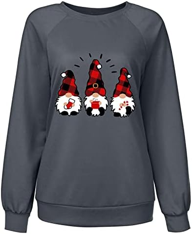 נשים סווטשירט סווטשירט סנטה חולצה גרפית חג המולד שרוול ארוך שרוול צווארון סוודר סוודר מזדמן