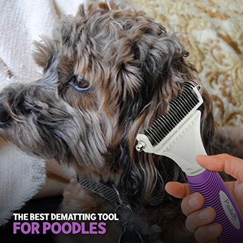 פודל לחיות מחמד הסרת מסרק לכלבים - כף יד פרווה דמטר מגרפה טיפוח כלי עבור ארוך או קצר שיער