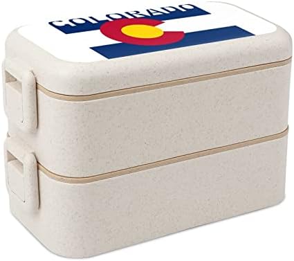 דגל מדינת קולורדו קופסת ארוחת צהריים בנטו בנטו כפולה מיכל בנטו מודרני עם סט כלים