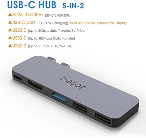 מתאם HDMI של USB C 4K HDMI עבור MacBook Pro, סוג כפול C ל- Thunderbolt 3 PD 100W משלוח חשמל עם מתאם USB