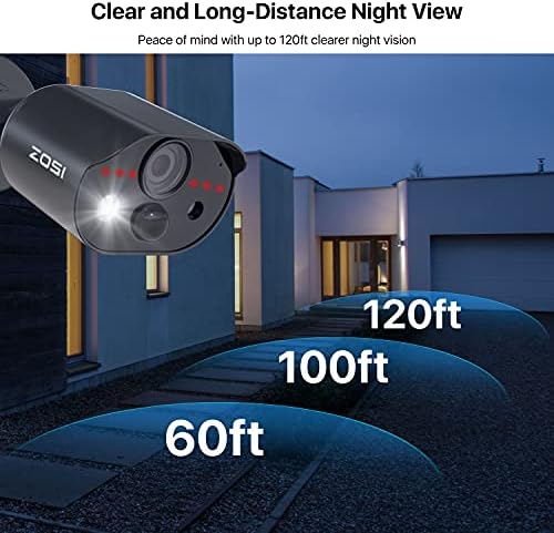 Zosi C303 1080p HD-TVI מצלמת אבטחה חיצונית מקורה עם הקלטת שמע, ראיית לילה IR 120ft, Acture