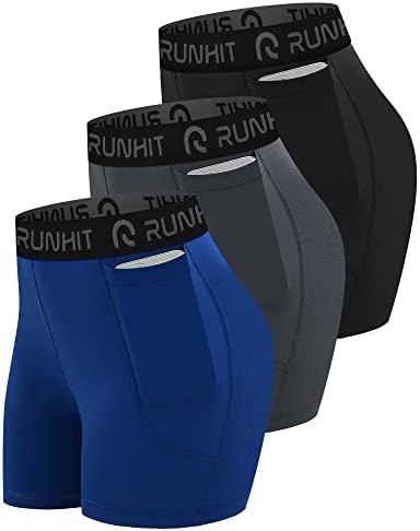 Runhit 3 מכנסי דחיסה של Runhit 3 לנשים מכנסי יוגה עם מותניים גבוהים עם כיסים עם מכנסי כדורעף מפעילים סטרץ '
