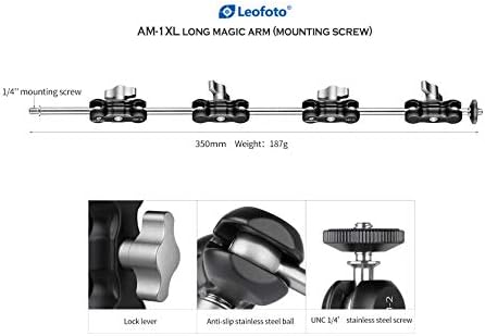 Leofoto AM-1xl ארוך זרוע קסם 1/4 בורג הרכבה/ 4 מנעולים, גמישים ומשתנים