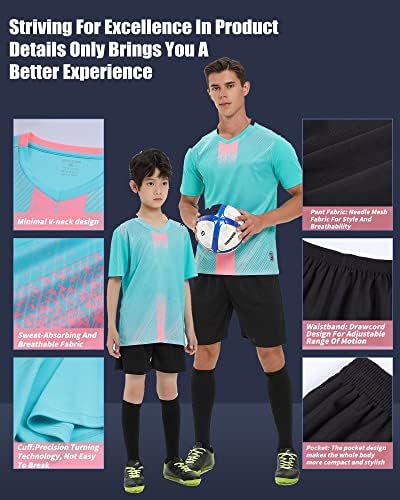Vipoko גופיות כדורגל בהתאמה אישית מכנסיים קצרים בהתאמה אישית של שם מודפס מספר לוגו, צווארון V-צווארון