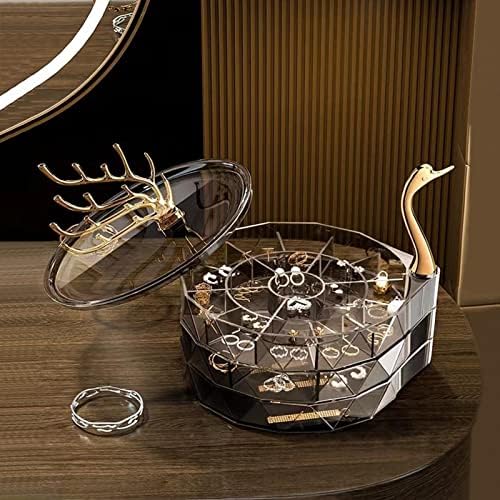 מארגן תכשיטים עגילי עגיל עם 3 שכבות, מתנת יום הולדת וחג המולד, קופסת תכשיטים אקרילית ברורה לנשים, מחזיק עגיל