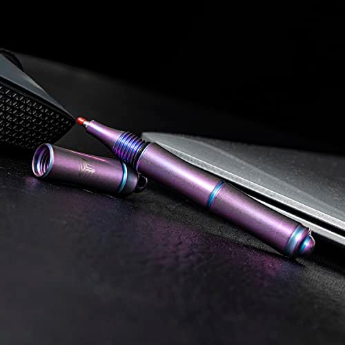 Weknife Syrinx Titanium Metal PEN, עט כדורים קל משקל קל משקל, עם 2 אספני מילוי דיו שחור נוסף כיס חידוש EDC כתיבה