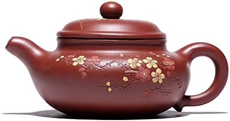 חולות סגולים קומקום 8.5oz yixing סיני Zisha Clay Fanggu בעבודת יד 紫砂壶 שזיף פריחת שזיף סיר תה דהונגפאו בוץ