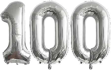 מספר אינץ 'מספר בלון נייר כסף מספר 100 בלון ענק ג'מבו מספר 100 בלון לקישוט 100 יום הולדת למסיבת יום הולדת לחתונה